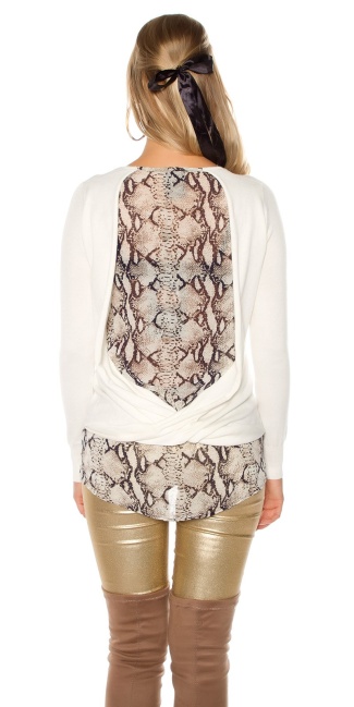 Trendy 2in1 jumper with Snake pattern Cream
